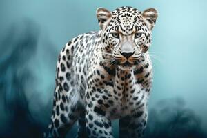 AI generated Close up of a roaring leopard isolated of transparent background. generative ai photo