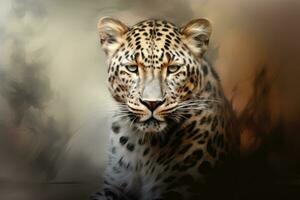 AI generated Close up of a roaring leopard isolated of transparent background. generative ai photo