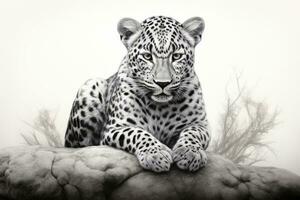 AI generated Close up of a roaring leopard isolated of transparent background. generative ai photo