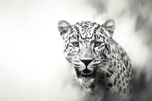 ai generado cerca arriba de un rugido leopardo aislado de transparente antecedentes. generativo ai foto