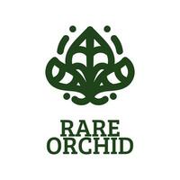 verde raro orquídea flor naturaleza logo concepto diseño ilustración vector