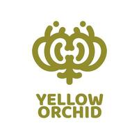 yellow orchid flower flora nature logo concept design illustration vector
