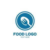 food spoon and fork blue logo icon simple concept design vector illustration