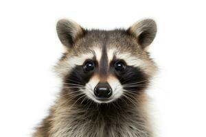 AI generated Funny raccoon, isolated on white background generative ai photo