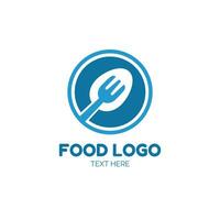 food spoon and fork blue logo icon simple concept design vector illustration