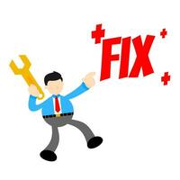 businessman worker repair fix cartoon doodle flat design style vector illustration