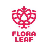 flora hoja flor verde naturaleza logo concepto diseño ilustración vector