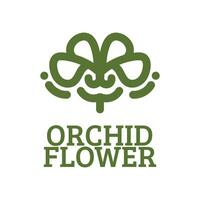orquídea flor verde naturaleza logo concepto diseño ilustración vector