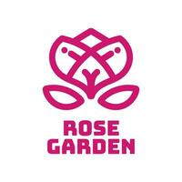 pink rose garden beauty flower logo concept design illustration vector