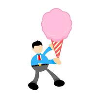 businessman worker and sweet cotton candy cartoon doodle flat design style vector illustration