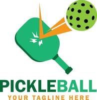 Colorful pickleball bat touching the ball logo. It can be used for logo, text design, printing. vector