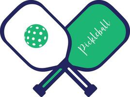 Two colorful pickleball bats and a ball vector. vector