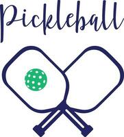 dos vistoso pickleball murciélagos y pelotas vector. eso lata ser usado para logo, texto diseño, impresión. vector