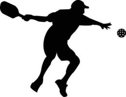 A black vector of pickleball players. This vector contains only one color.