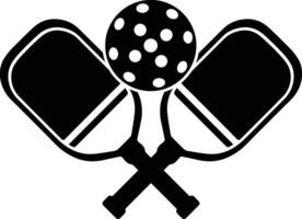 Pickleball Ball and Bat Black Editable Vector. You can use it for free. vector