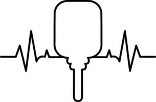 Pickleball and heartbeat sign black vector. You can use it for free. vector