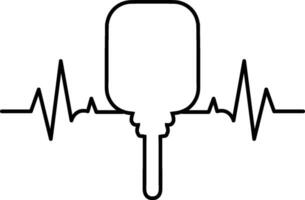 Pickleball and heartbeat sign black vector. You can use it for free. vector