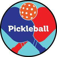 Round colorful pickleball bat and ball vector. vector