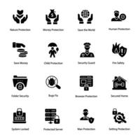 Security Glyph Vector Icons Set