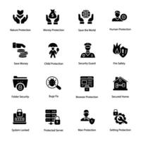 Security Glyph Vector Icons Set