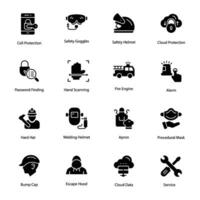 Cybersecurity Glyph Vector Icons Set