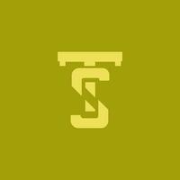 amarillo y verde logo con letras t y s vector