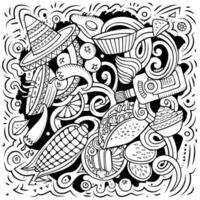 Mexican food hand drawn vector doodles illustration.