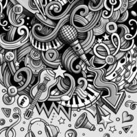Music hand drawn vector doodles illustration. Musical frame design