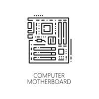 tarjeta madre línea icono para computadora ordenador personal hardware vector