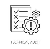 Technical audit. Web audit isolated thin line icon vector