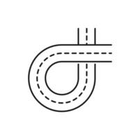 Road line icon, highway interchange or street turn vector