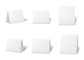 Table stand tent cards, blank menu display mockup vector