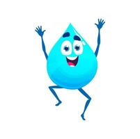 Cartoon jumping happy water drop happy character vector