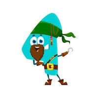 Cartoon funny number 4 pirate or corsair character vector