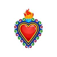 Mexican sacred heart isolated cartoon symbol vector