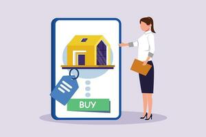 Real estate business concept. Colored flat vector illustration isolated.