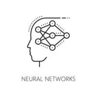 Machine learning neural network thin line icon vector