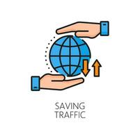 ahorro tráfico. CDN. contenido entrega red icono vector
