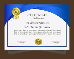 Certificate of achievement template set with gold badge and border, Appreciation and Achievement Certificate Template Design. Elegant diploma certificate template vector