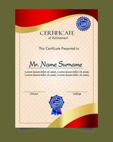 Certificate of achievement template set with gold badge and border, Appreciation and Achievement Certificate Template Design. Elegant diploma certificate template vector