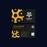 black horizontal business card template design with abstract logo vector