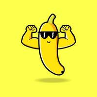 cute banana cartoon mascot character vector