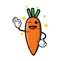 cute carrot cartoon mascot character vector