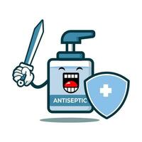 cute antiseptic bottle cartoon character vector