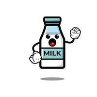 cute milk bottle cartoon character vector