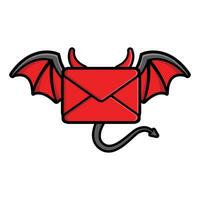 devil mail message with wings design illlustration vector