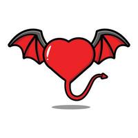 cartoon character of heart with devil wings vector