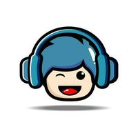 cute guy with headphone design illlustration vector