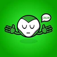 green and cute robot cartoon character emoticon. wise doodle of simple monster icon. vector