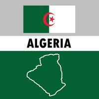 Free vector illustration of Algeria flag and country outline